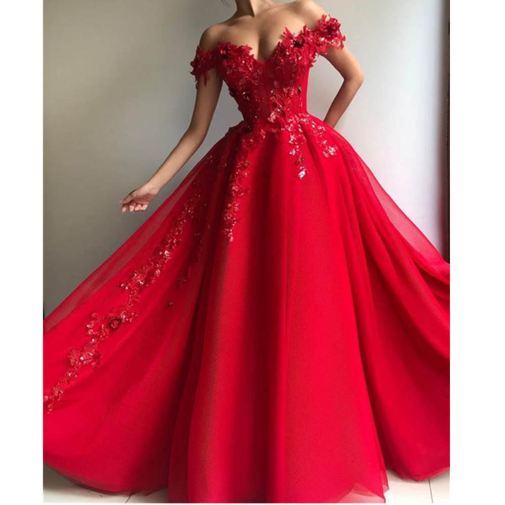 Arabic Aso Ebi A e Hot Red Prom Dresses Off The Shoulder Beaded Crystals Formal Party Second Reception Birthday Evening Gowns