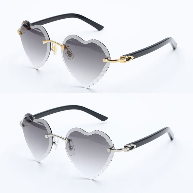 Selg dia cut lens Rimless Sunglasses for women Adumbral 3524012 Gradient Lenses Designer Sun glasses Woman gafas de sol Marble White Plank Heart Lens