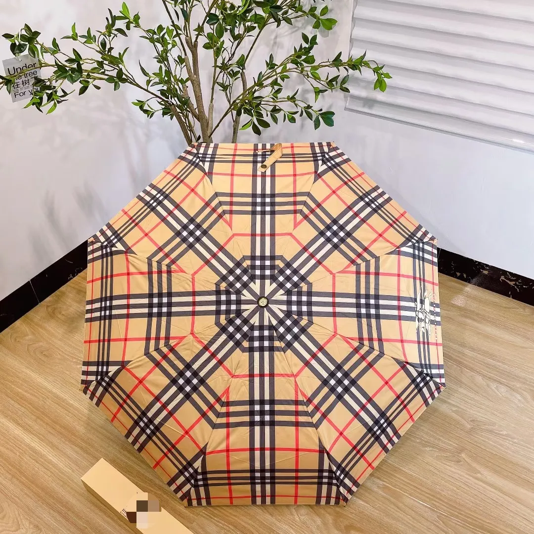 Hipster men's business Umbrellas Plaid Sun Umbrella Folding Automatic Clear Umbrella Sun protection UV protection umbrella