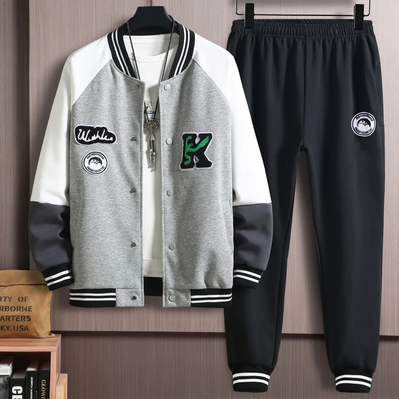 Mens Tracksuits Arrival Super Large Fashion Contrast Baseball Jacket Spring Autumn Set Sweatpants Plus Size 4XL6XL 7XL 8XL 9XL 10XL 231206