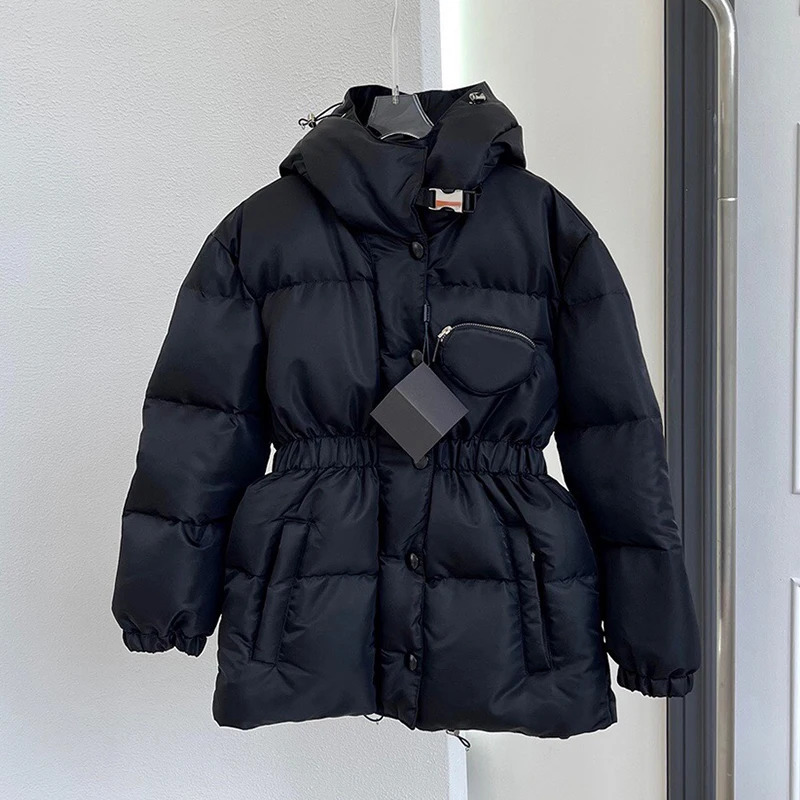 Women's Down Parkas Jacket Medium Length Waist Fashion Ashaped Hooded Winter Coat 231205