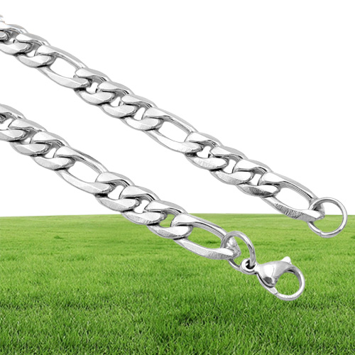 Fashion Jewelry Silver Color 5mm 7mm 9mm Stainless Steel Necklace Figaro Link Chain For Mens Womens SC15 N