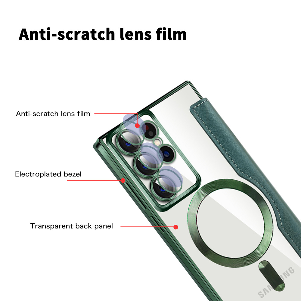 For Samsung S25 S24 Ultra Wallet Phone Case Magnetic Magsafe Wireless Charging Cover For Galaxy S23 S22 ultra Plus A55 Folio Flip PU Leather Kickstand