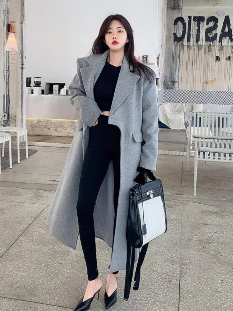 Women's Jackets Simple Trend Long Coat Korean Chic Wool Coats Chemisier Femme Irregular Overcoats Kaschmir Mantel Autumn M151 231205
