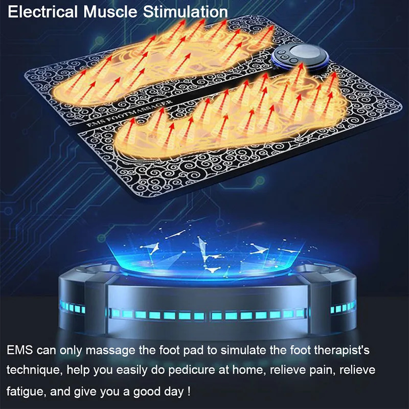 Foot Massager Foot Massager Remote Electric EMS Pad Muscle Stimulator Foot Cushion Foldable Foot Massager Mat 8 Modes 19 Levels for Man Woman 231205