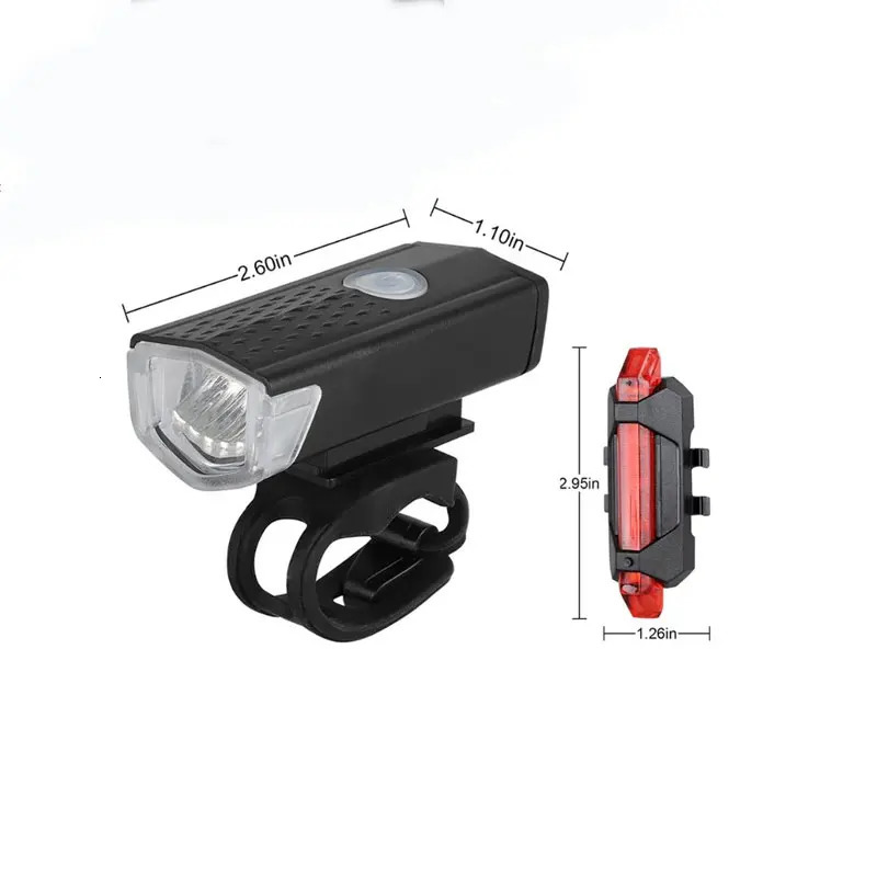 Bike Lights USB Rechargeable Bicycle Light LED Cycling Safety Warning Front Back Outdoor Lamp Set Road Mountain Parts 231206