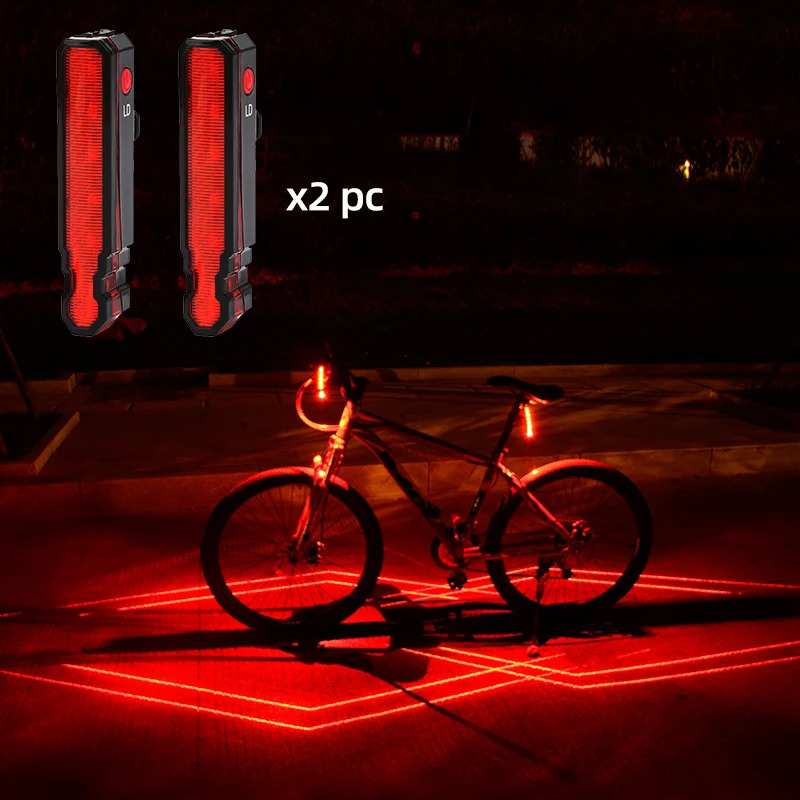 Bike Lights Folding Laser Light Front Rear Safety Warning Bicycle USB Rechargeable Tail Waterproof Cycling Lamp 231206