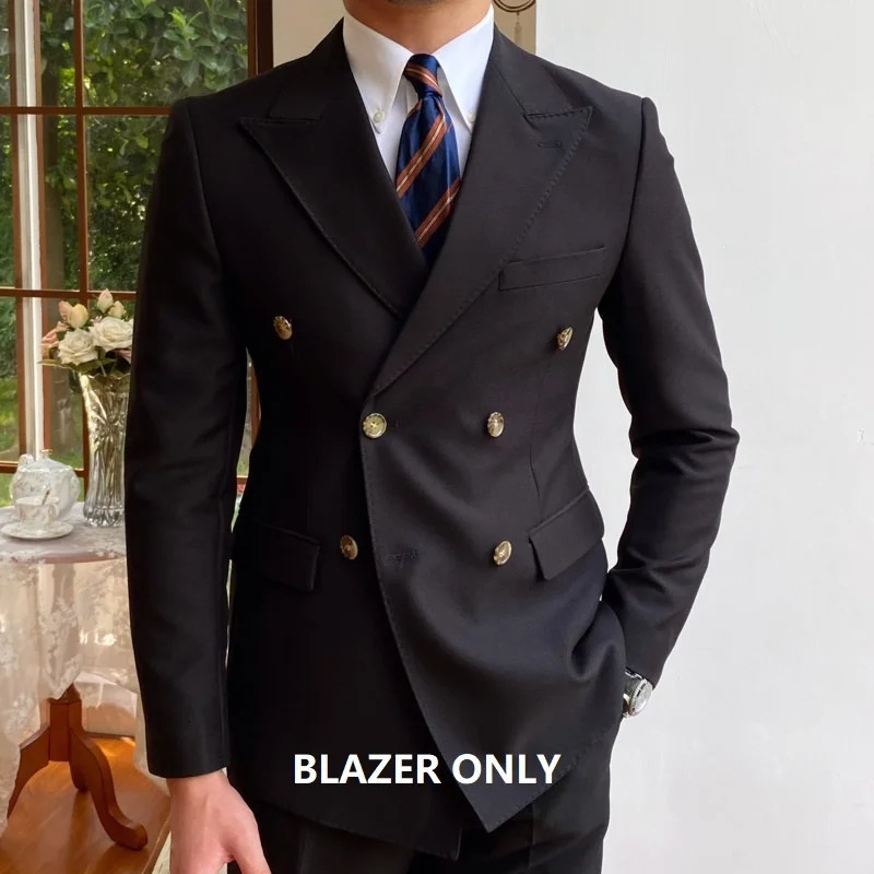 Men's Suits Blazers Casual Slim Fit Label Double Breasted Men's Suit Blazer Formal Business Jacket For Wedding Groom PartyOnly Jacket 231205