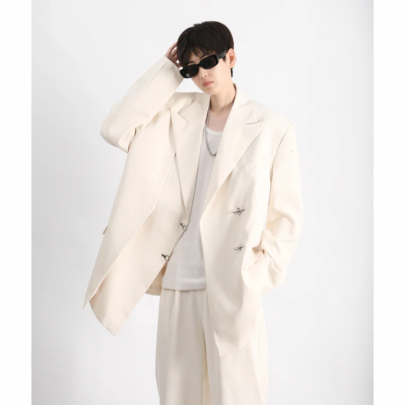 Men's Suits Blazers Fashion Lazy Style Suit Blazers Men Tops Men's Summer Ruffian Handsome Top Loose Casual High Street Suit Jackets Male Cl