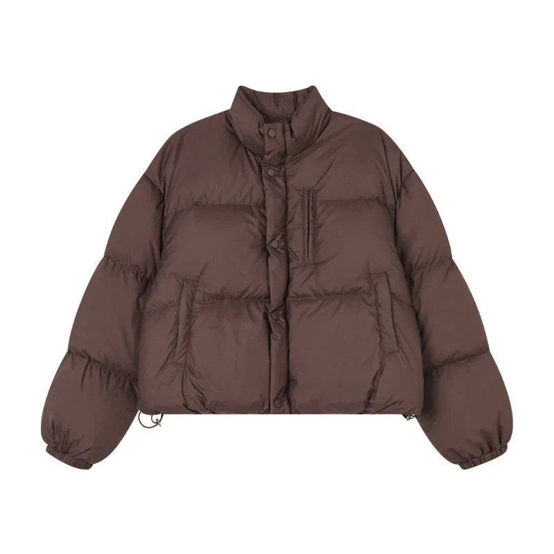 Women's Down Parkas 2023 Jacket Winter Stand Up Collar Casual White Duck Loose Bread Slim Fit Warm Solid Color Coat 231205
