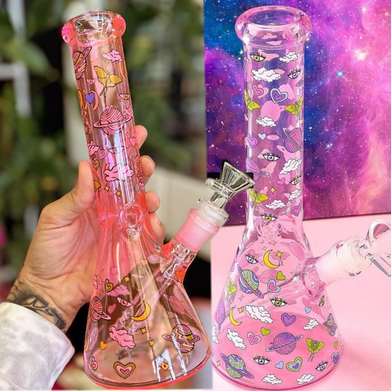 Hookahs Glass bong Green Water Smoking Pipe downstem with diffuser perc pipes 14 mm joint and bowl