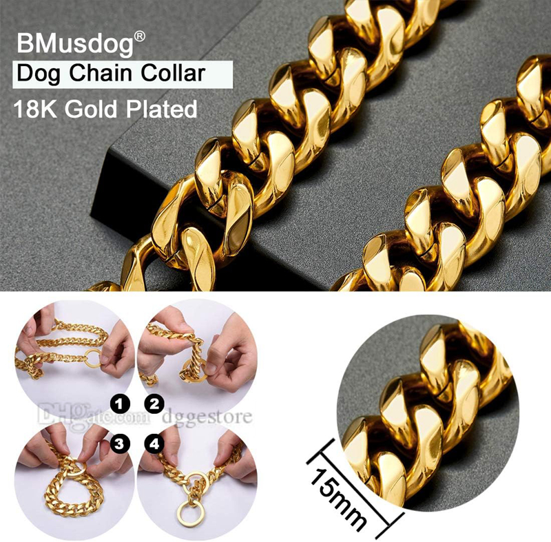 Pet collars dog collars stainless steel metal training collars suitable for small and medium-sized large dogs to wear