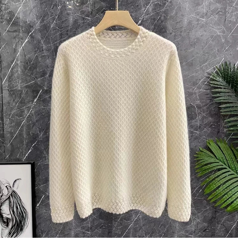 Women's Sweaters Wool Cashmere Sweater Women 3D ThreeDimensional Hollow Out Round Neck Jumper Knit Autumn Bargain Price Fashion Top 231206