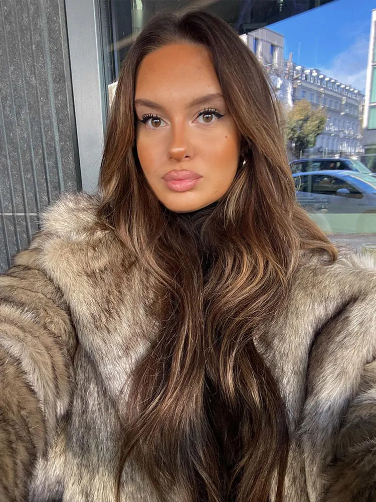 Women's Fur Faux Jacket Women Long Sleeve Turndown Collar Oversized Plush Female Coats 2023 Autumn Winter Office Ladies Streetwear 231205