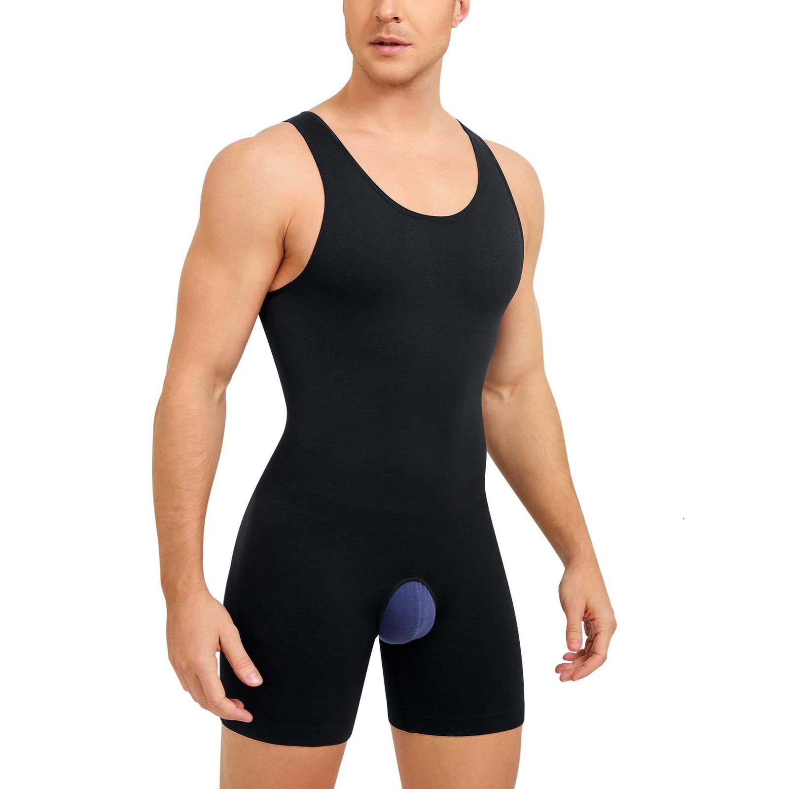 Men's Body Shapers Sexy Mens Lingerie Open Crotchless Bodycon Bodysuit Male Body Shaper Open Butt Jumpsuit Wrestling Singlet Nightwear 230606