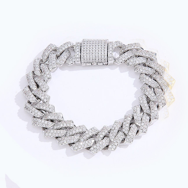 necklace moissanite chain cuban link designer men 14mm wide inlaidpass diamond tester iced out Miami 925 Sterling Silver Fine designer jewelry