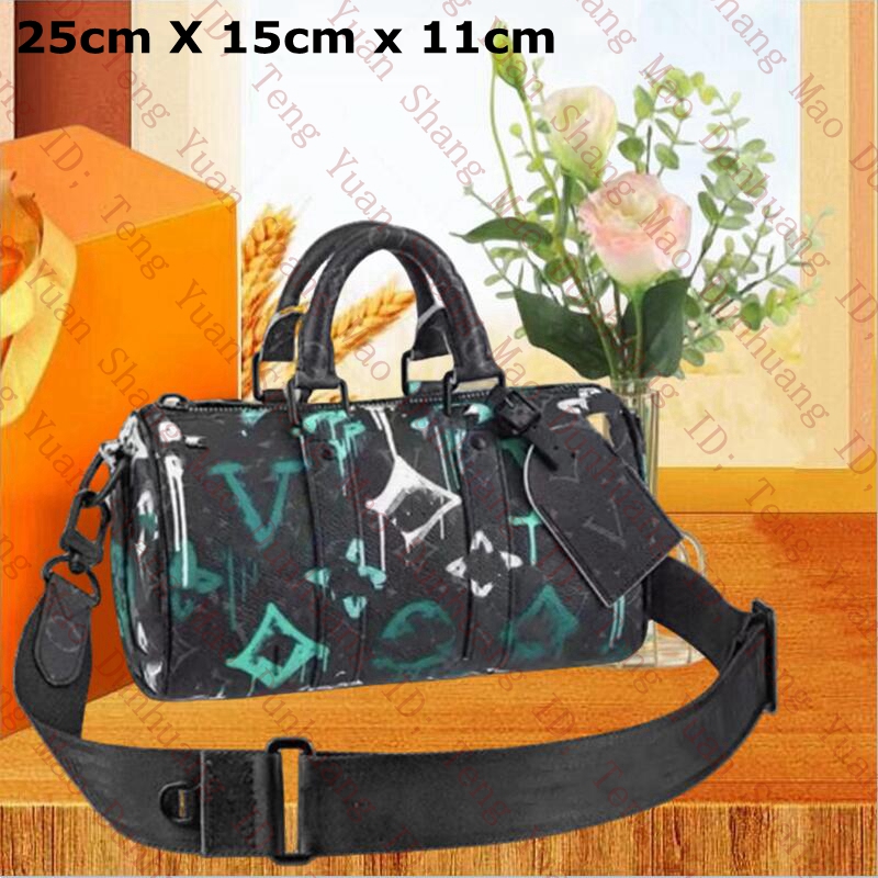 Fashion keepall BANDOULIERE bag 25cm travel Duffel bag M46271 Luxury Leather Embossed Designer Womens mens Clutch Bags Cross Body Shoulder Totes luggage handbag