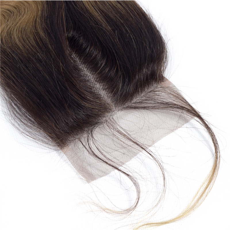 Brazilian Virgin Human Hair Silky Straight 4X4 Lace Closure 1B/30 1B/27 1B/4/27 1B/4/30 Ombre Color 12-24inch Pre Plucked Free Part