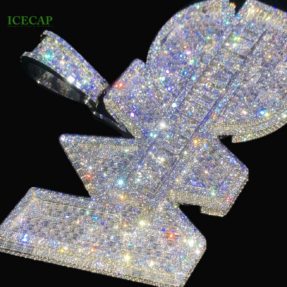 Iced Out Jewelry Moissanite Letters Diamonds Pendant Custom Necklace Pendant Hip Hop 925 Silver Custom Pendant