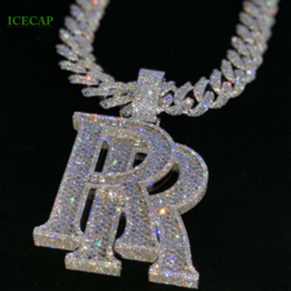 Iced Out Jewelry Moissanite Letters Diamonds Pendant Custom Necklace Pendant Hip Hop 925 Silver Custom Pendant