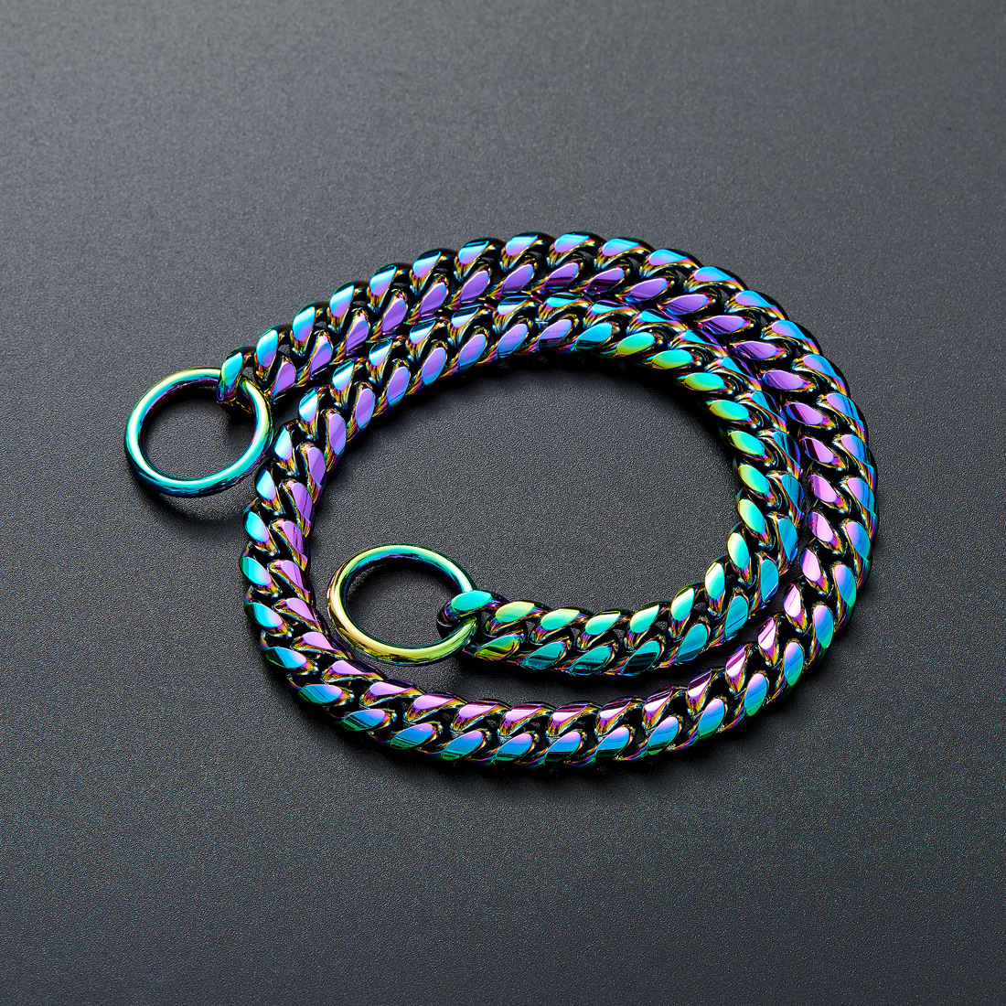 Gold 10MM Cuban k Dog Stainless Steel Metal Silp Chain Collar Heavy Duty Chew Proof Walking (10") 5 Color Wholesale B210