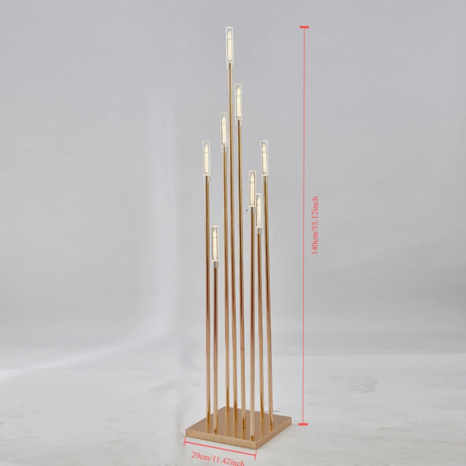 10PCS 8 Heads Metal Candelabra Candle Holders Acrylic Wedding Table Centerpiece Flower Road Lead Candelabrum For Home Decor XJ260305