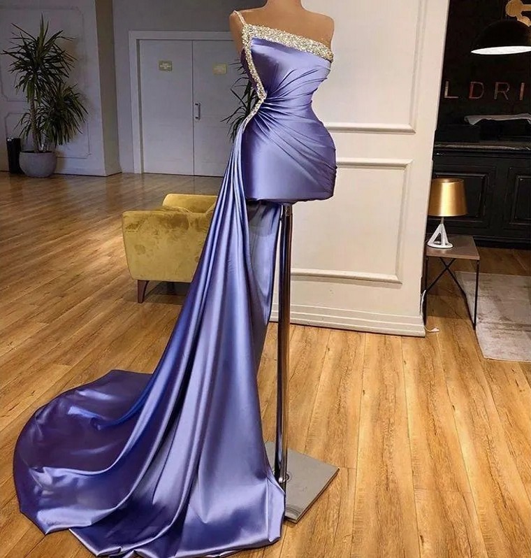 Sexy Short Prom Dress 2024 Peplum Shiny Sequins Beaded One Shoulder Women Formal Party Gowns Ruched Arabic Aso Ebi Celebrity Pageant Wear Custom Made