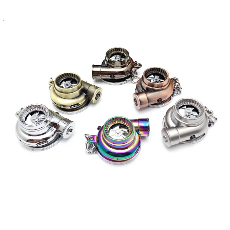 Keychains Lanyards Usb Rechargeable Turbo Keychain Spinner With Sound and Led Light Mini Turbocharger Key Chain for Car Keys Decoration Accessories 23