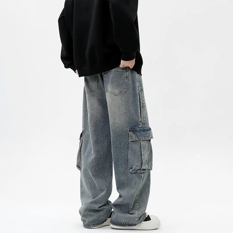 Womens Jeans Vintage Y2K Fashion Streetwear Cargo for Men Straight Wide Leg Pants Male Loose Casual Denim Trousers Hip Hop Harajuku 231206