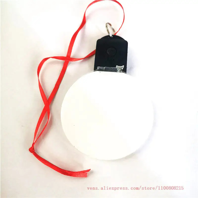 Keychains Lanyards sublimation blank light round Acrylic christmas ornaments tranfer printing consumable 15pcs/lot 231205