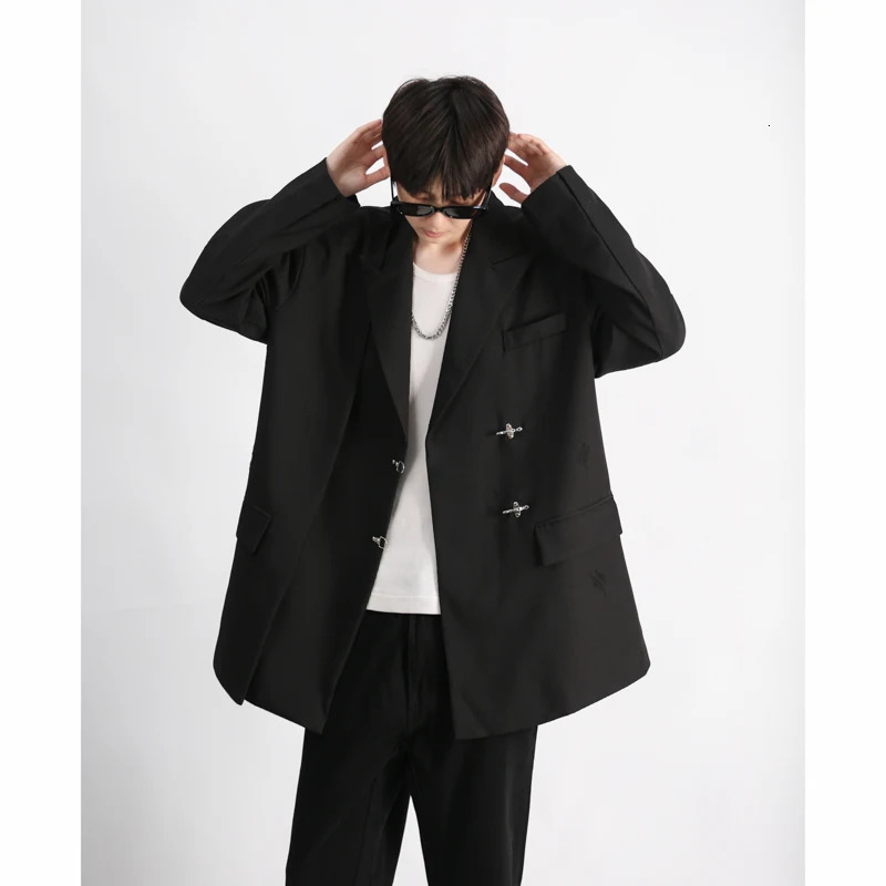 Men's Suits Blazers Fashion Lazy Style Suit Blazers Men Tops Men's Summer Ruffian Handsome Top Loose Casual High Street Suit Jackets Male Cl