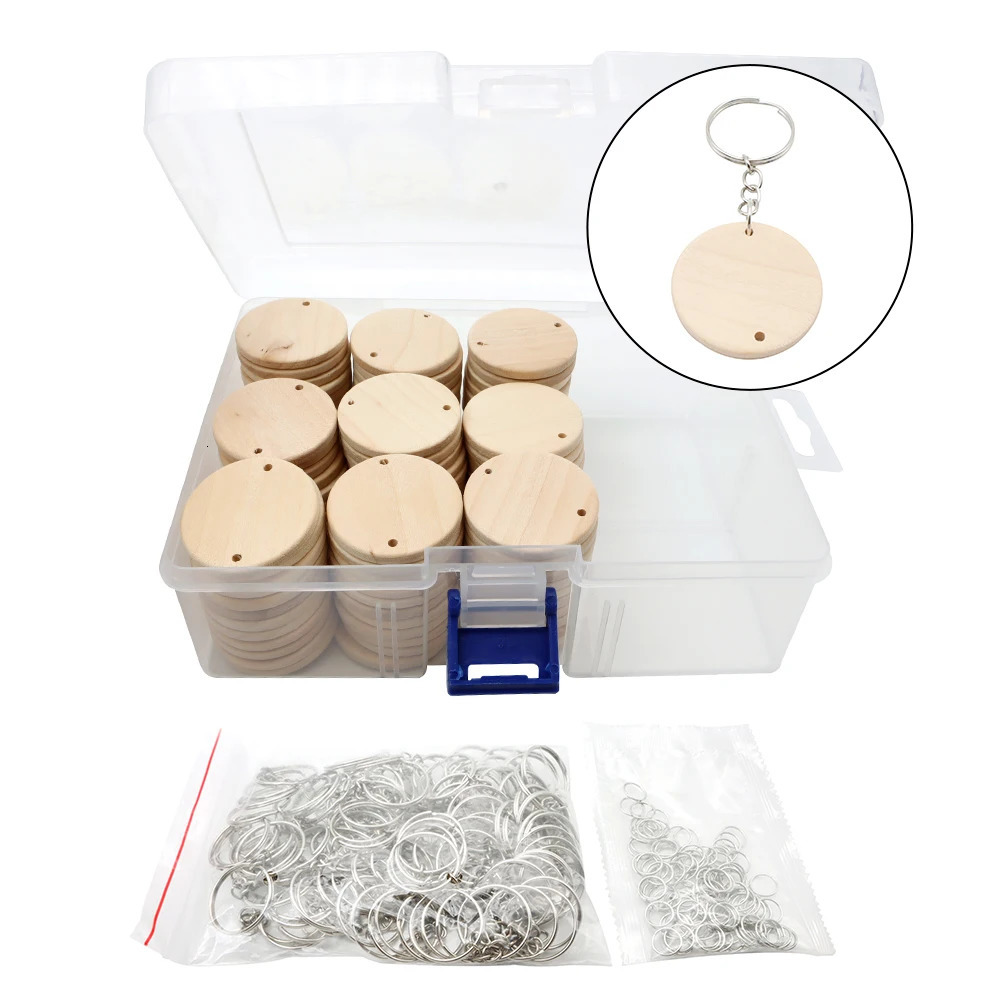 Keychains Lanyards Wholesale 100 Pcs Round Wooden DIY Keyring with Keychain Wood Tags with Hole Reminder Record Calendar Wood Chips DIY Crafts 231205