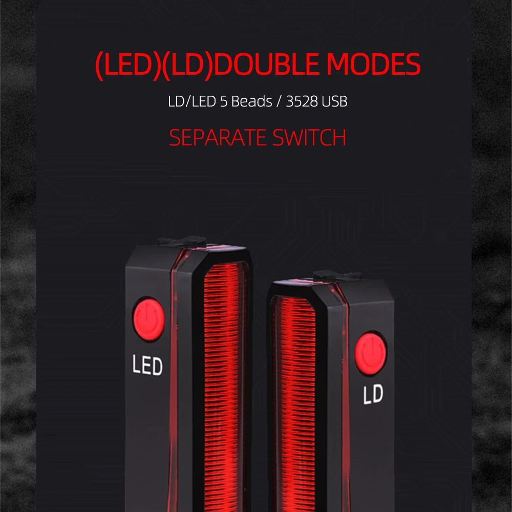 Bike Lights Folding Laser Light Front Rear Safety Warning Bicycle USB Rechargeable Tail Waterproof Cycling Lamp 231206