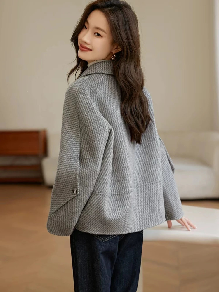 Women's Jackets for Women 2023 Autumn Winter Solid Wool Blends Coats Street Fashion Tweed Jacket Temperament ElegantFemale Clothing 231205