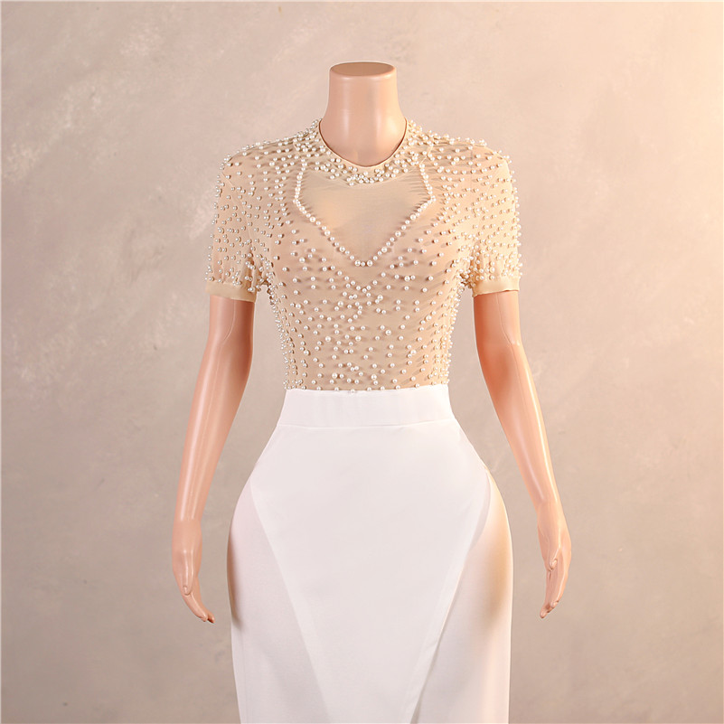 White Pearls Ivory Tea Length Dresses Formal Ocn Wears Sheath Jewel Neck Cap Sleeve Women Evening Party Gowns Mother Of Bride Greeom Wedding Dress BM