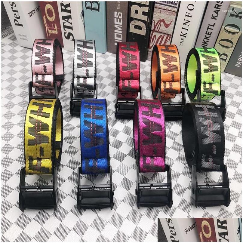 Belts Fashionable Mens Womens Canvagehs Letters Youth Students Street Hip-hop Trend Lengthened Couple Models Gift Drop Delivery Fas Dh7ia