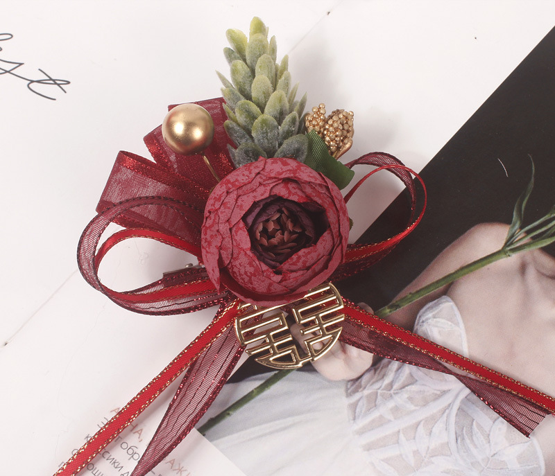 Charm Wrist Flower Wedding Bridesmaid Hand Rose Artificial Flowers Ribbon Party Prom Supply Accessories