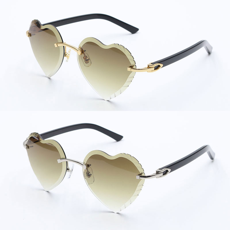 Selg dia cut lens Rimless Sunglasses for women Adumbral 3524012 Gradient Lenses Designer Sun glasses Woman gafas de sol Marble White Plank Heart Lens
