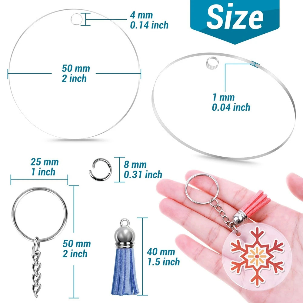Keychains Lanyards 350Pcs Clear Acrylic Keychain Blanks for Vinyl Acrylic Blanks Keychain Tassels Jump Rings for DIY Keychain Craft 231205