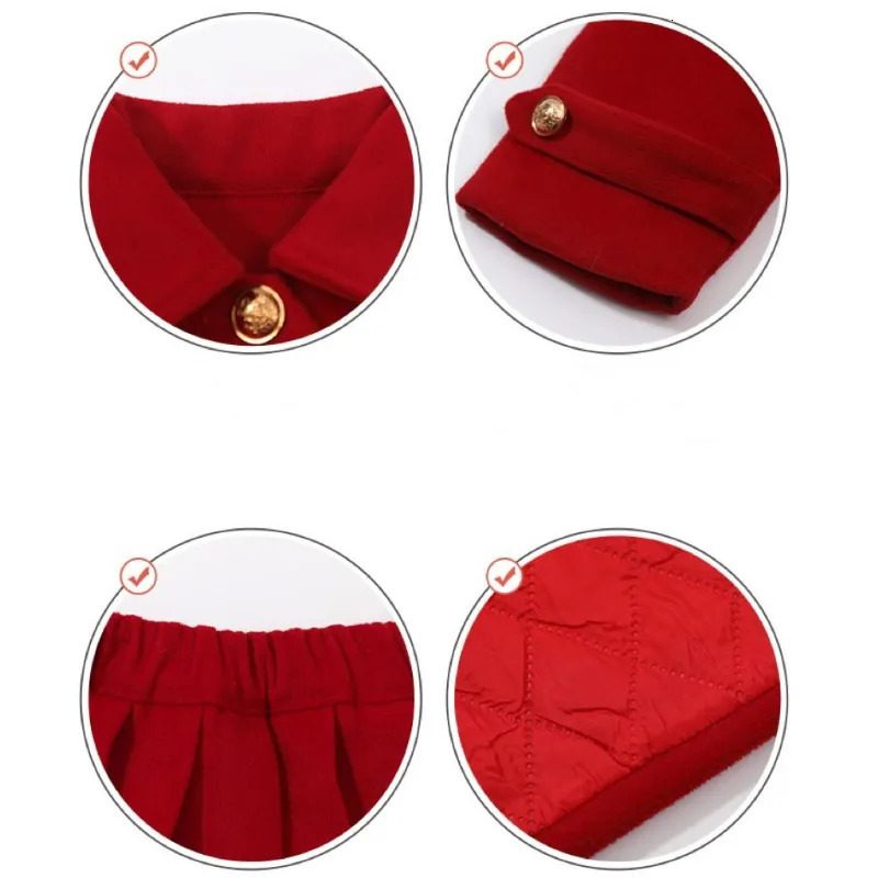 Clothing Sets Baby Girl Cotton Padded Wool Clothes Set Jacket Skirt 2PCS Infant Toddler Child Warm Christmas Year 1 10Y 231206