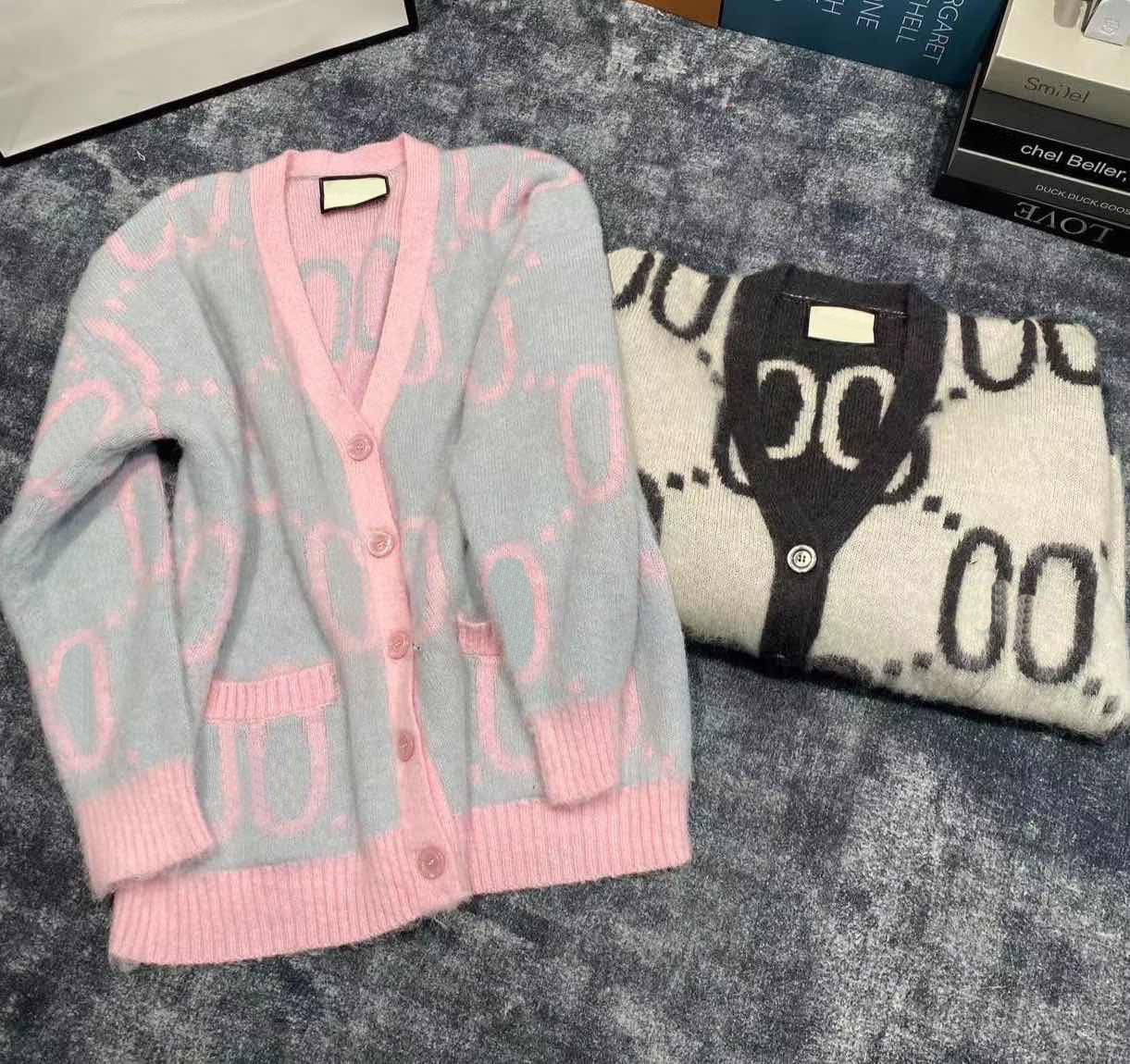 Women's Sweaters Classic Brand Luxry Design Versatile Wear Both Sides Cardigan Double Pockets Mohair Sweater Coat size S-L