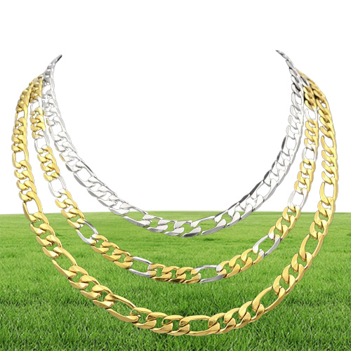 Fashion Jewelry Silver Color 5mm 7mm 9mm Stainless Steel Necklace Figaro Link Chain For Mens Womens SC15 N
