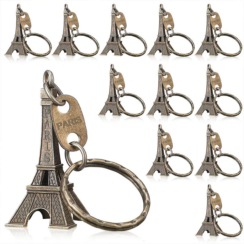 Keychains Lanyards 50Pcs Paris Eiffel Tower Shape Keychain Novelty Gadget Trinket Souvenir Christmas Gift Keychain 231205
