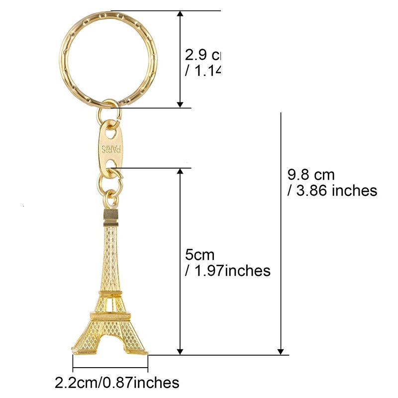 Keychains Lanyards 90Pcs Eiffel Tower Key Chain Key Ring Car Motorcycle Keychain Height Metal Creative Model Keyring For Christmas Gift 3 Colors 23120