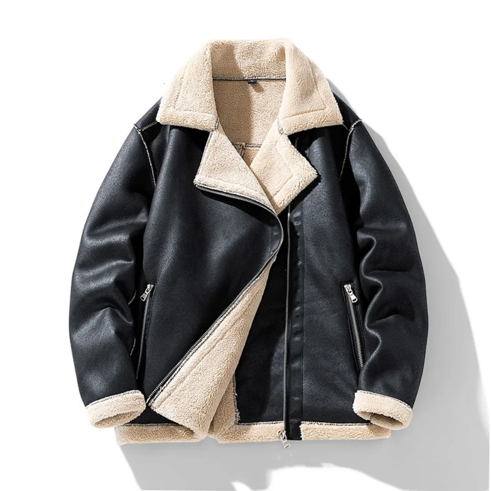 Men's Leather Faux Suede Jackets Men Winter Motorcycle Punk Style Streetwear Fur Lined Thick Warm Coats 231205