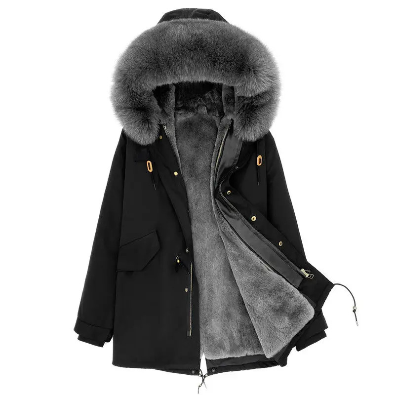 Men's Fur Faux Long Coat Winter Women Middle Length Removable Woman 2023 False Mink Velvet Korean Autumn Clothe Rex 231205