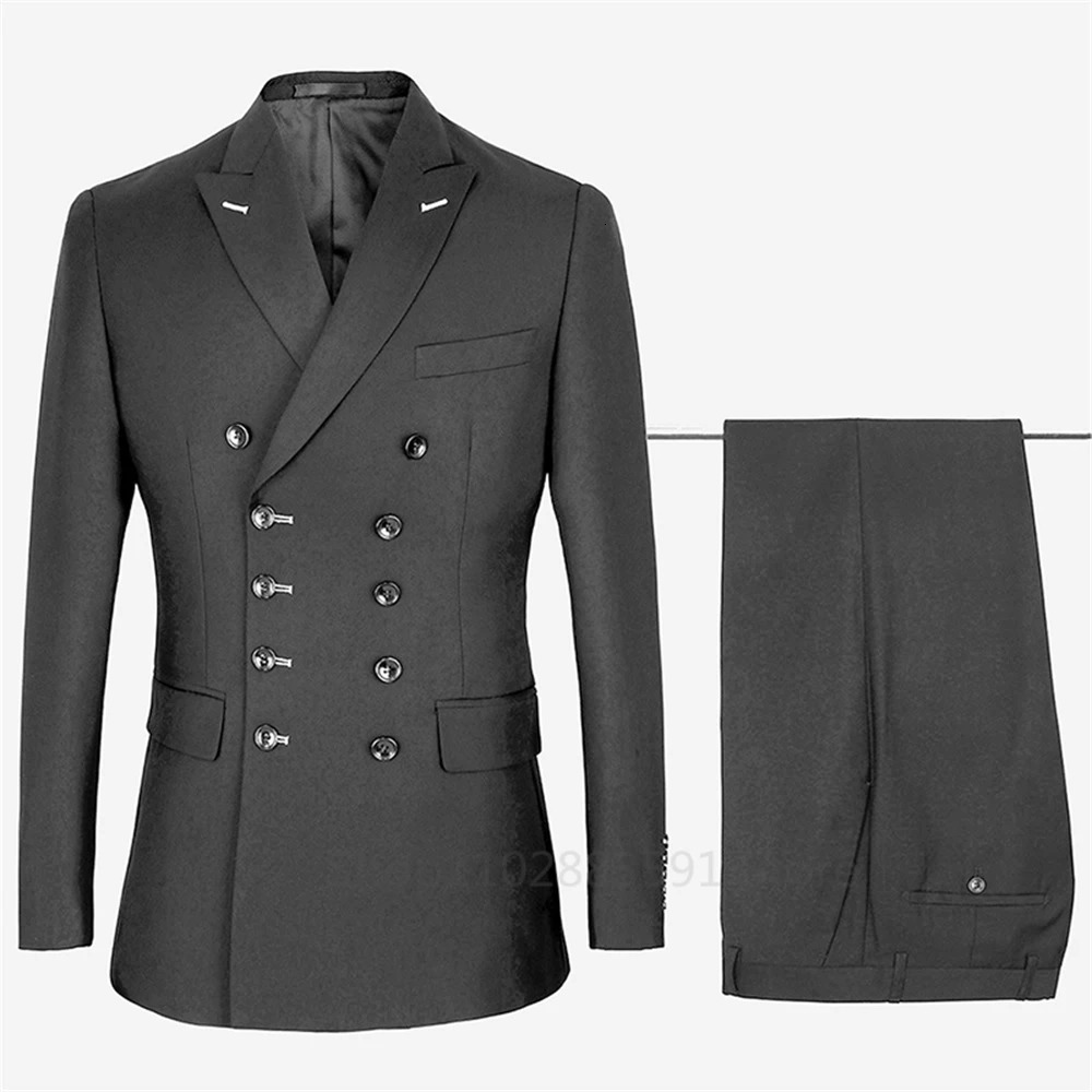 Men's Suits Blazers Men's Suit Tuxedo Lapel Slim Fit Blazer Pants 2 Pieces For Formal Wedding Male Double Breasted Fashion Business Groom 23