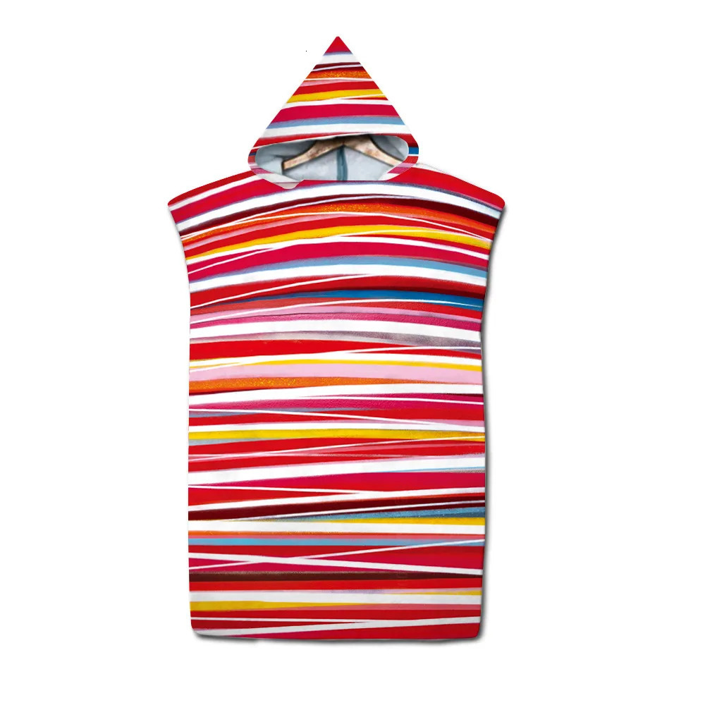 Towels Robes Microfiber Stripe Kids Bath Towel with Cloak Adult Beach Changing Robe Poncho Surf Quick Dry Hooded Bathrobe Swimming Pool Parts 231204