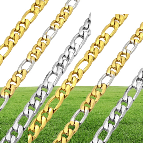 Fashion Jewelry Silver Color 5mm 7mm 9mm Stainless Steel Necklace Figaro Link Chain For Mens Womens SC15 N