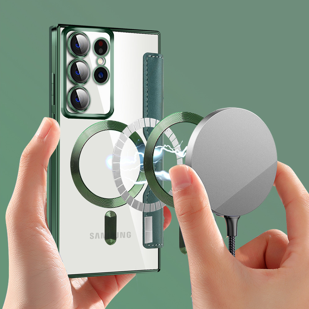 For Samsung S25 S24 Ultra Wallet Phone Case Magnetic Magsafe Wireless Charging Cover For Galaxy S23 S22 ultra Plus A55 Folio Flip PU Leather Kickstand